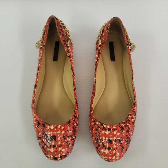 Rachel Zoe Multi Colored flats with gold chain detail on heel size 11M - Picture 2 of 12